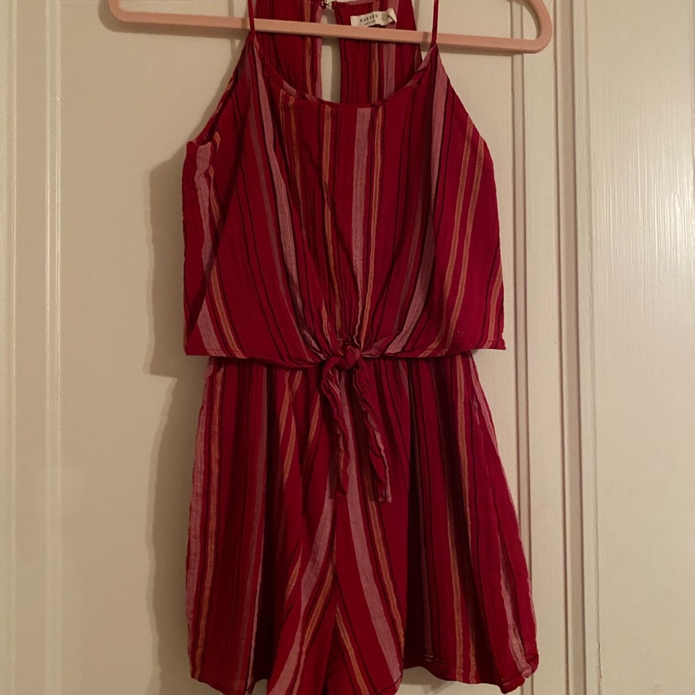 red striped romper